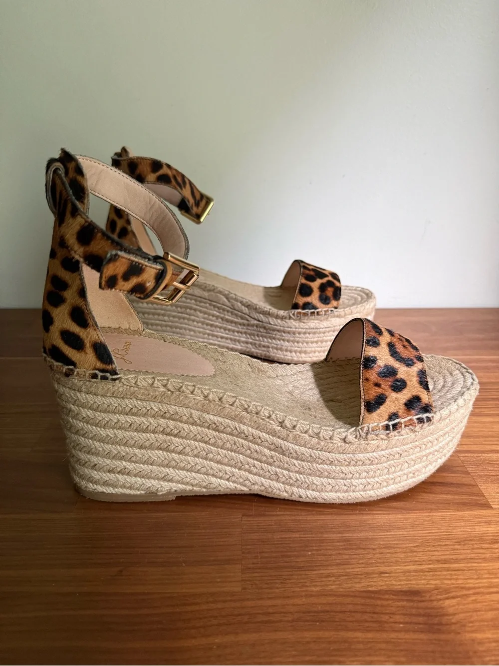 J.Crew Platform espadrille sandals in leopard calf hair, size 10